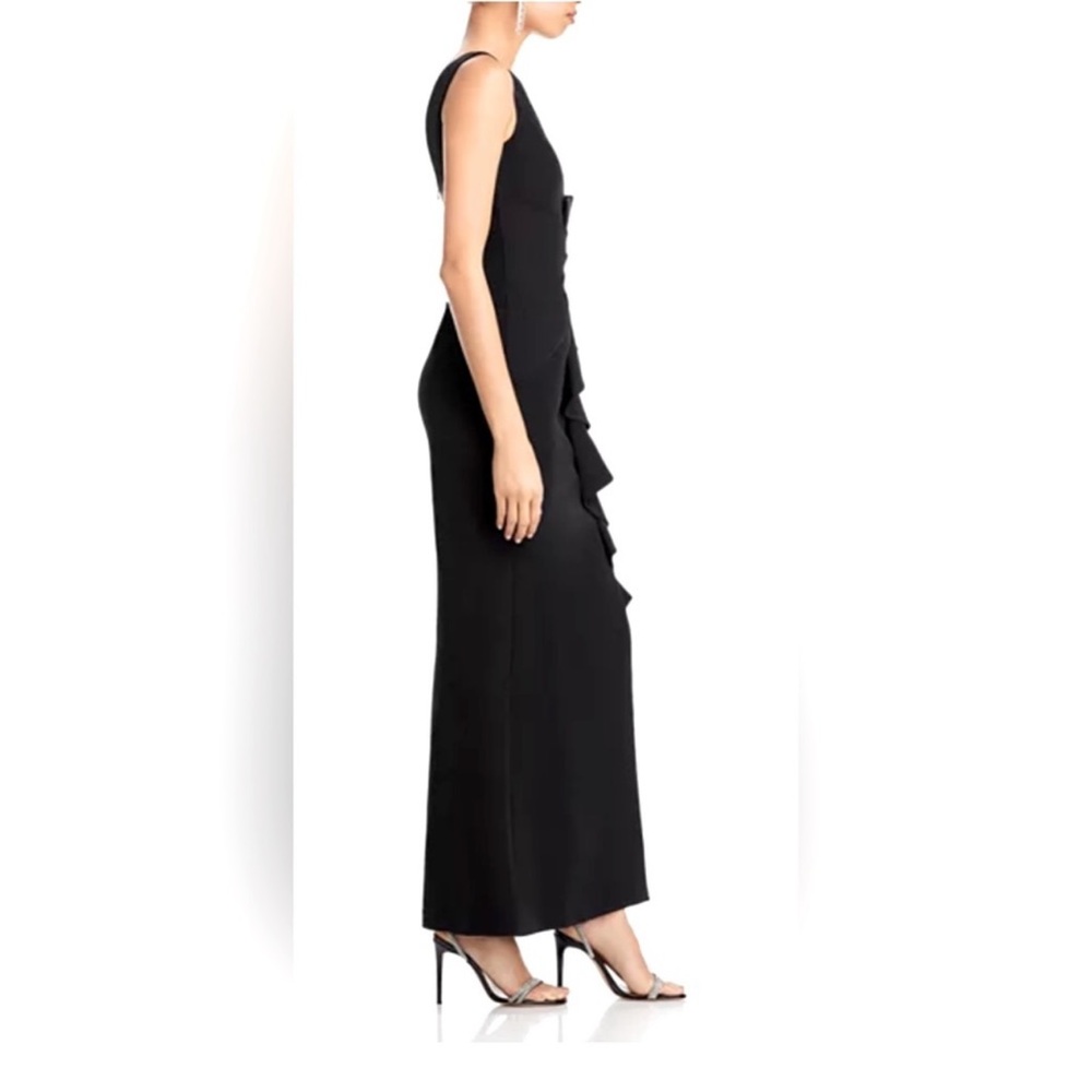 Eliza J Ruffle-Front Sleeveless Maxi Gown – Black, Size 4 NWT Formal Dress - Picture 3 of 12